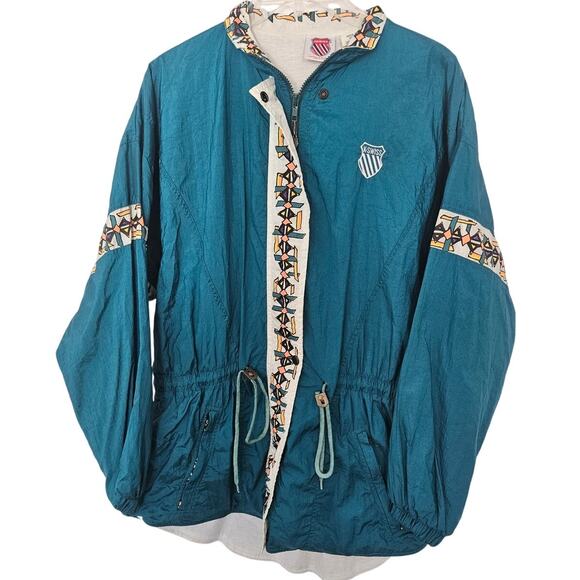Vintage K SWISS Blue Windbreaker Jacket Medium Retro 90s 80s Track Jacket Layer - Picture 1 of 8